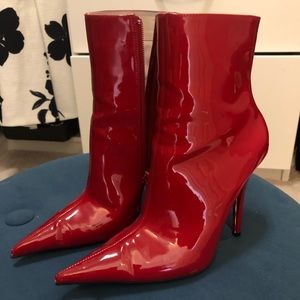 Red patent leather boots perfect for fall or winte